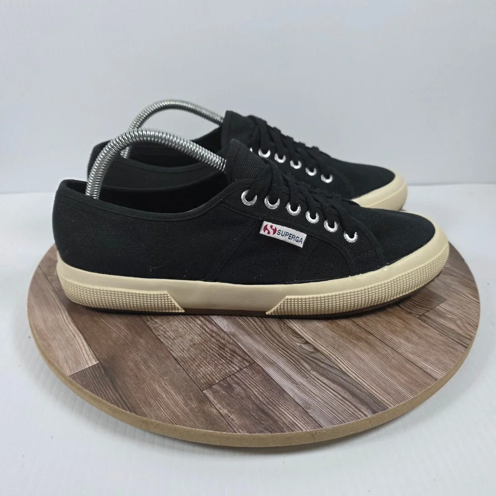 Superga 2750 Cotu Classic Sneakers M9.5/W11.5 Black Canvas Low Top Lace Up Shoes